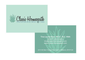 Horizontal Business Card Design for Classic Homeopath